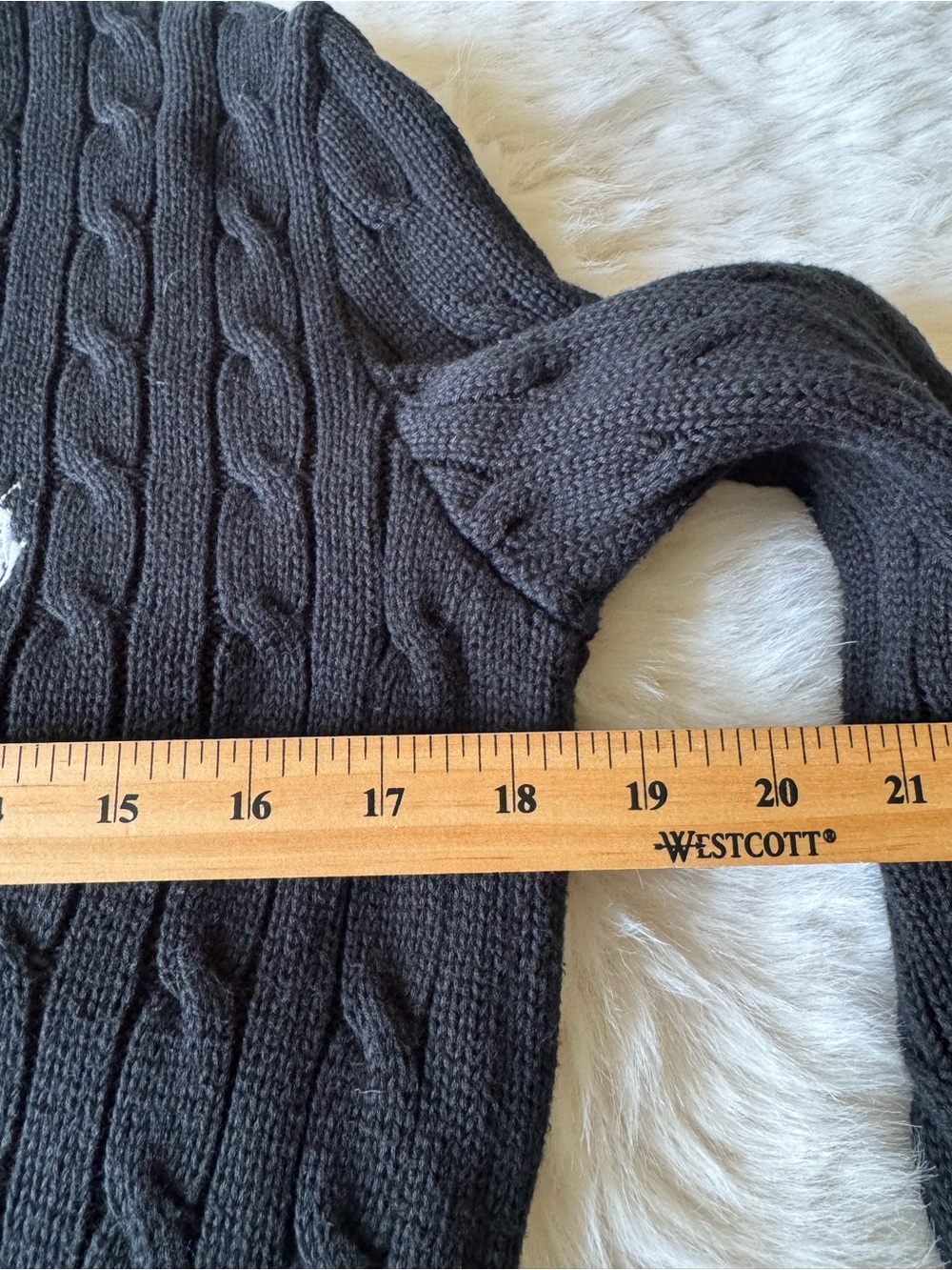 Ralph Lauren Black Cable Crewneck Sweater with Polo Pony - Picture 11 of 13